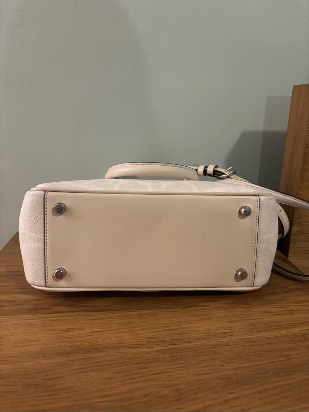 Coach Savannah Carryall Bag in a white signature canvas with silver hardware